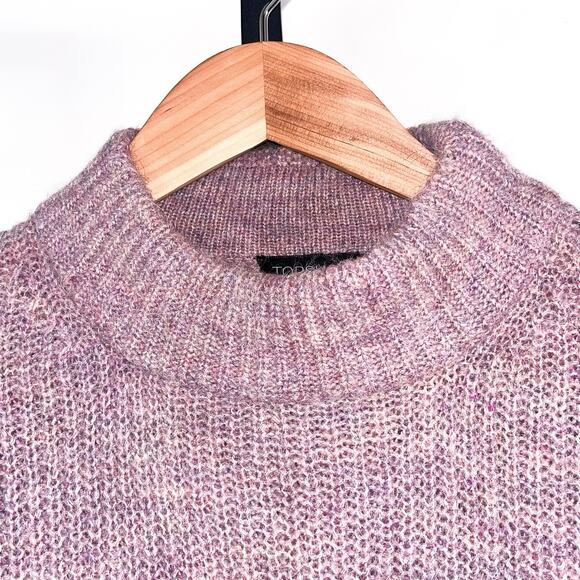 Topshop Womens Wool Alpaca Blend Mock Neck Sweater - Purple, Size 4 - Picture 3 of 7